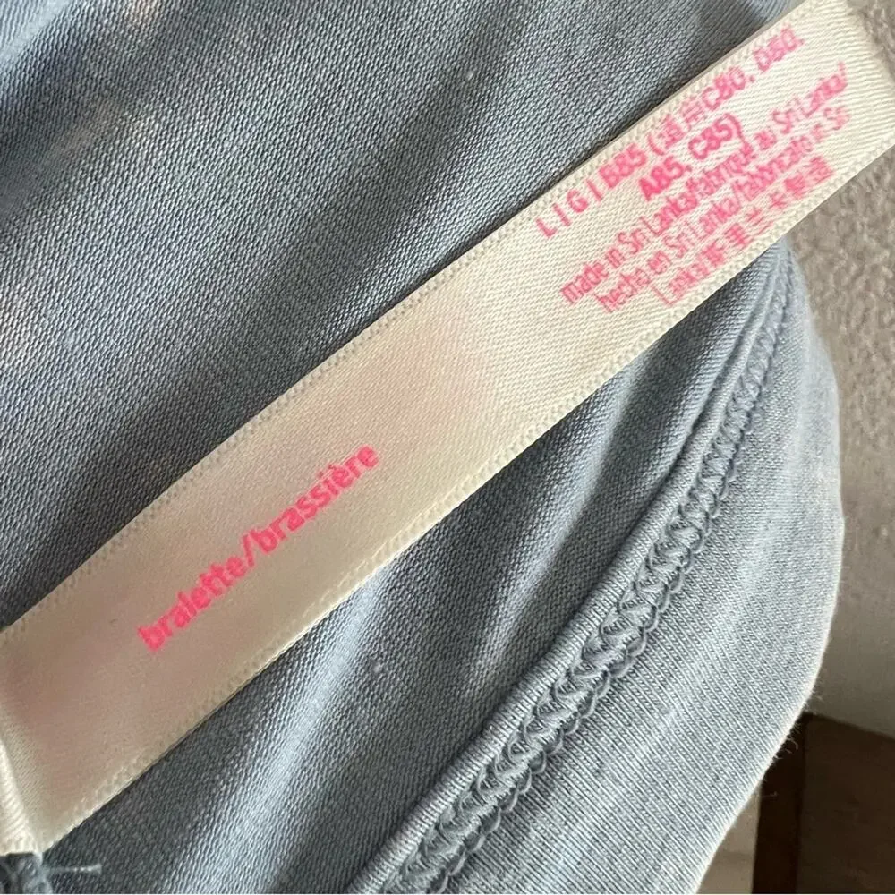 Victoria's Secret PINK Blue Acid Wash Soft Pull On Bralette Lounge Casual Large